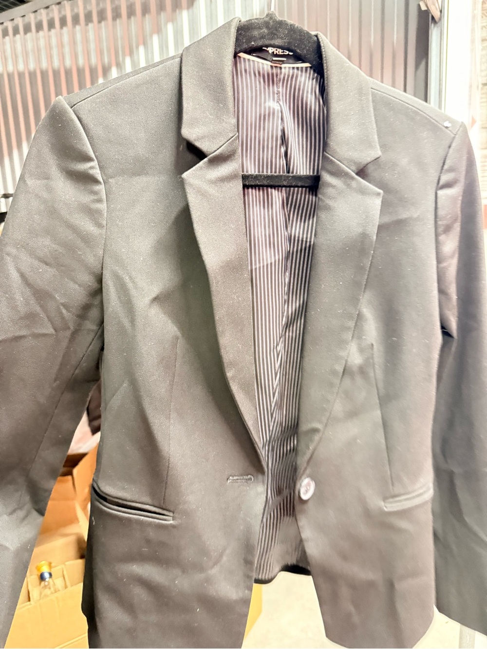 Express Black Single-Button Blazer with Striped Lining